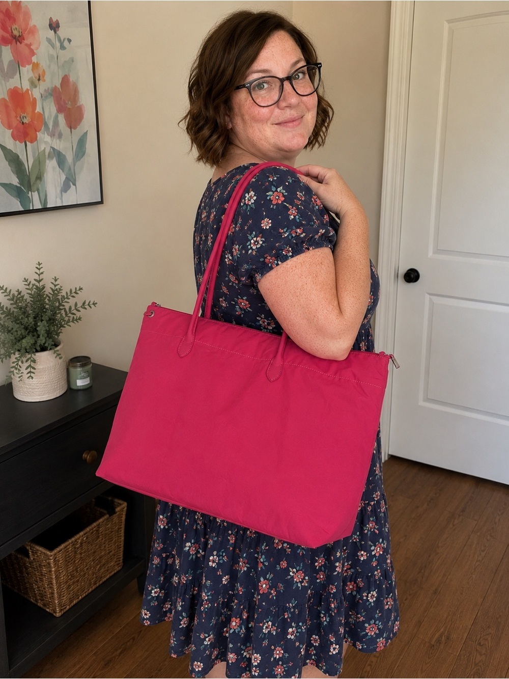Large Red Nylon Tote Shoulder Bag Lightweight Work Bag - NWOT